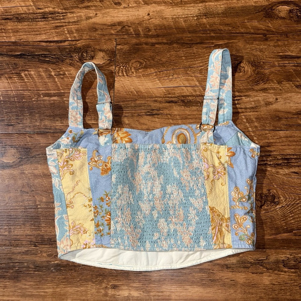 Free‎ People Floral Paisley Print Patchwork Cropped Tank Top Women's NO SIZE - Picture 6 of 6